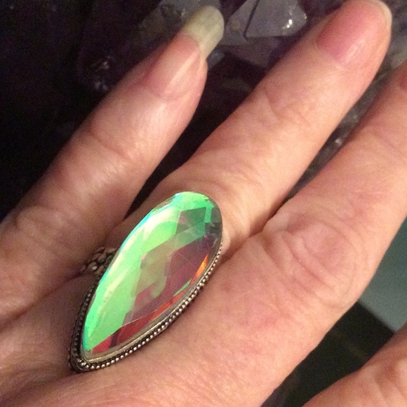 Color Change Aqua Aura Quartz Ring - Picture 8 of 11
